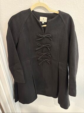 Tuckernuck Black Crepe Bow Blair Coat Dress